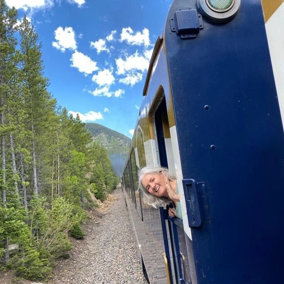 Guest posing from the train.
