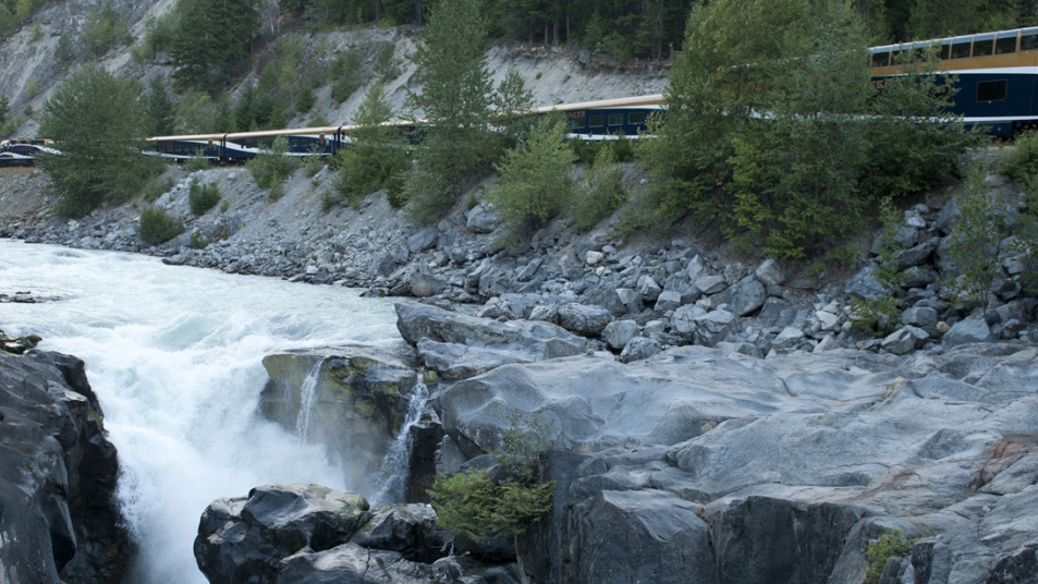 Nairn Falls, British Columbia, along our 3-day Rainforest to Gold Rush rail route.