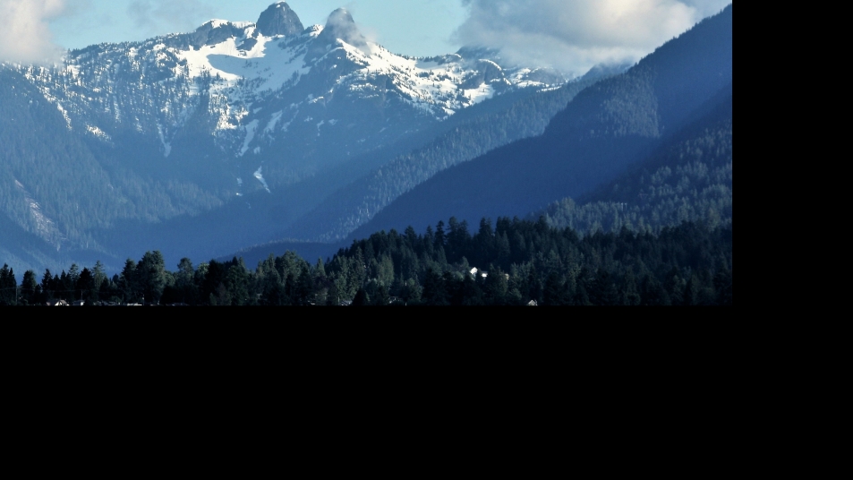 View of the twin mountains known as the Lions in Vancouver
