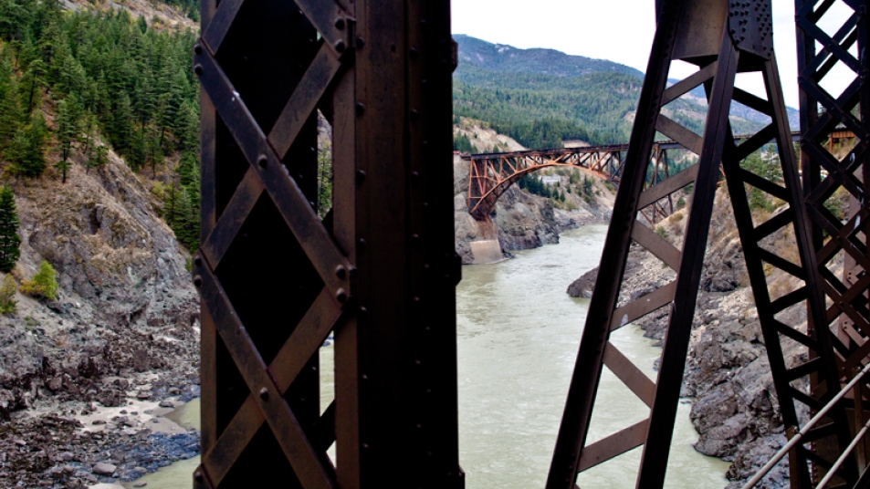  Canadian National Railway and Canadian Pacific Railway bridges near Lytton, British Columbia. 