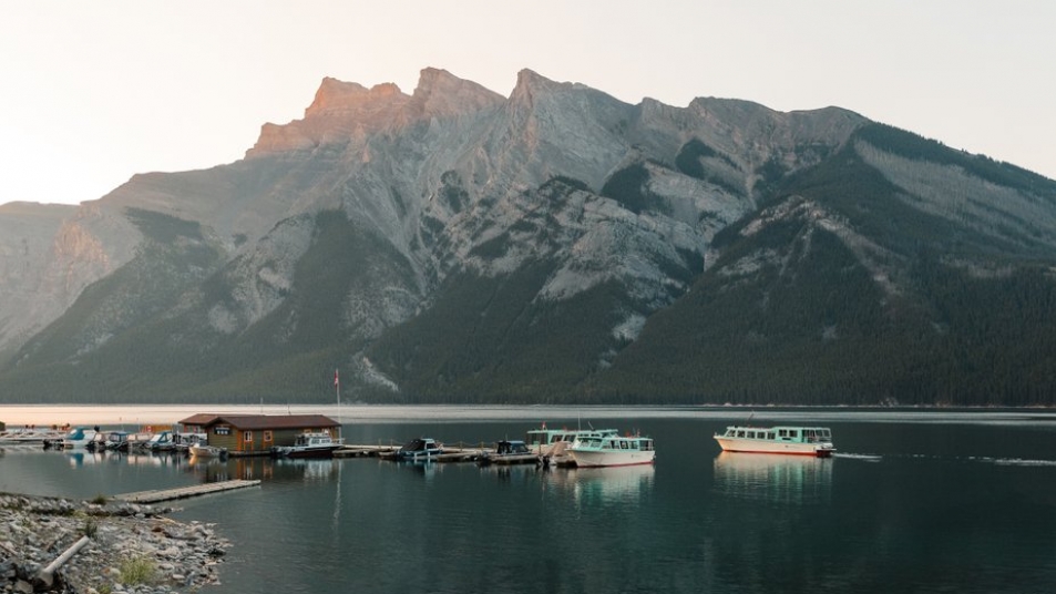 Boat houses at Lake Minnewanka