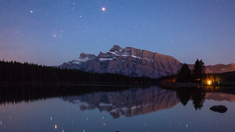 Two Jack Lake at night