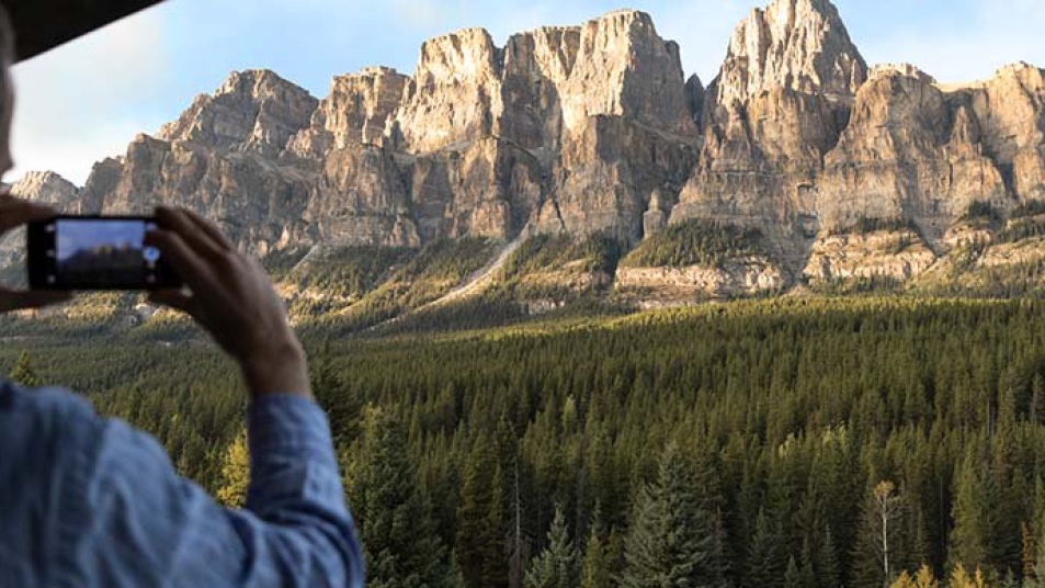 Castle Mountain as seen from our First Passage to the West rail route.