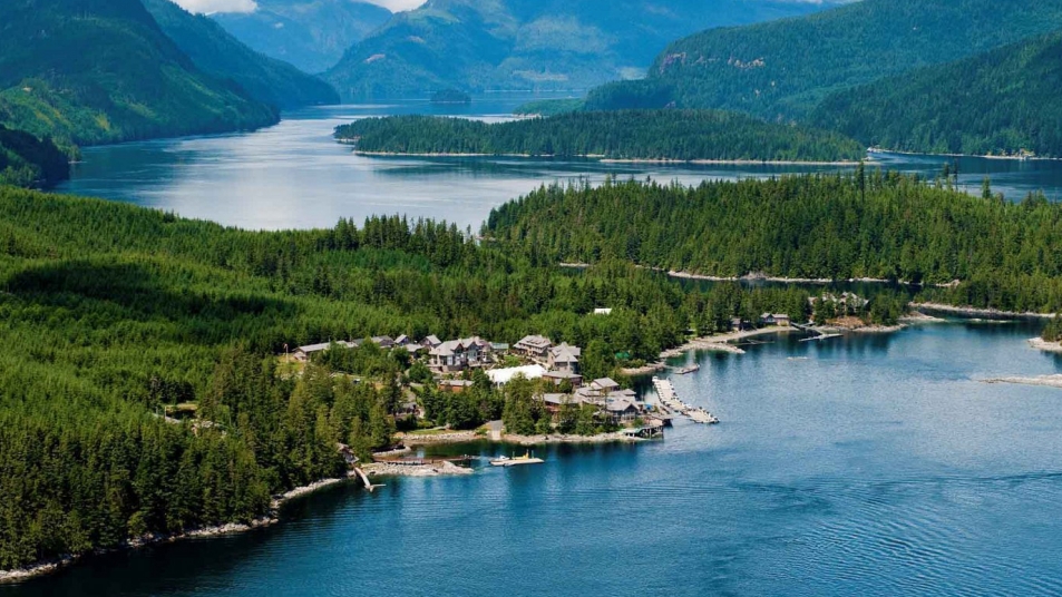 The pristine surroundings of Sonora Resort, a luxury eco-resort located in British Columbia's Discovery Islands.