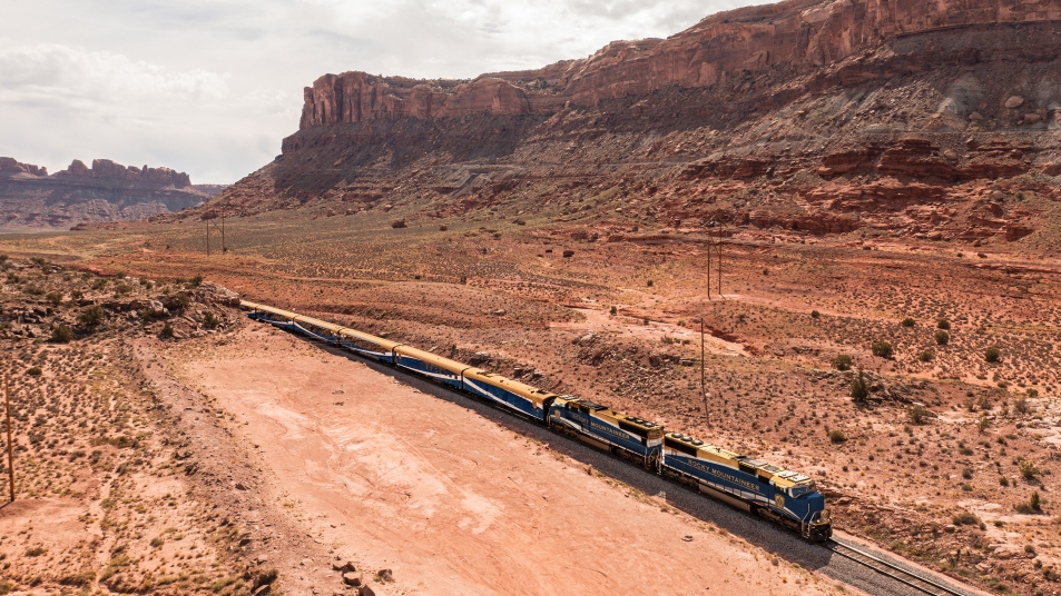 Rocky Mountaineer train near Moab, Utah