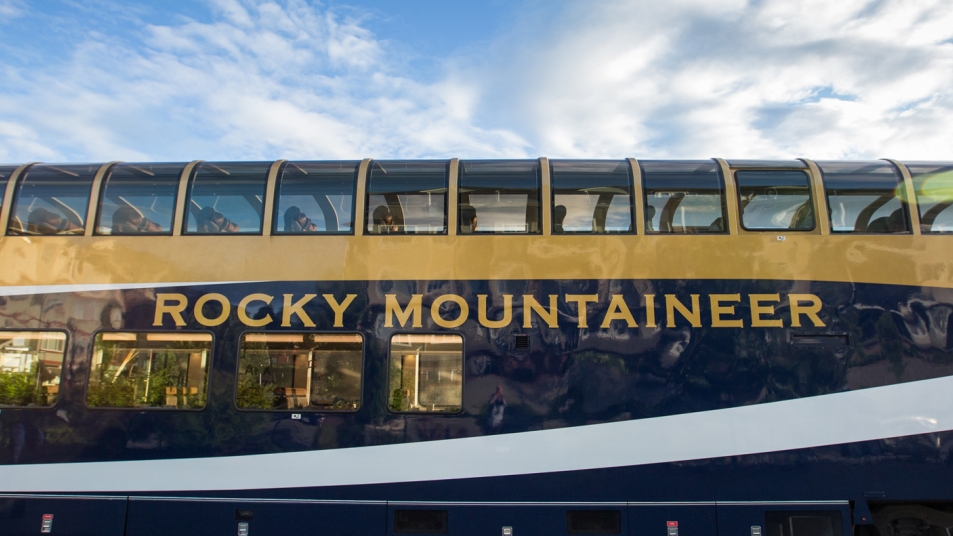 Rocky Mountaineer train with GoldLeaf (bi-level dome coaches)