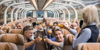 Cheers on the train