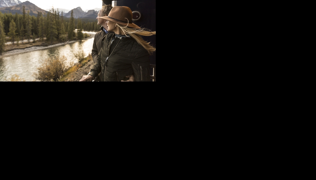 Outdoor viewing platform of Rocky Mountaineer's Goldleaf Service Level train