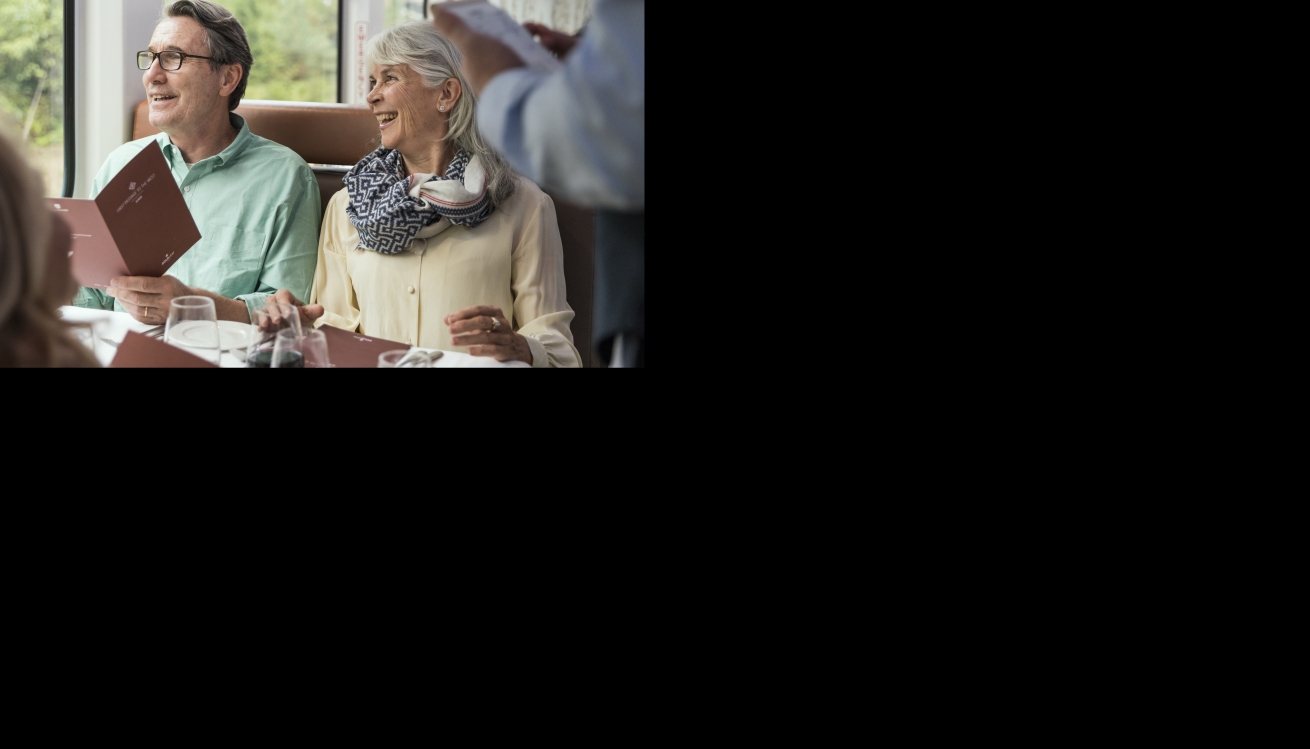 Indulge your senses with gourmet meals and expansive views through a bi-level glass dome coach to the Canadian Rockies.