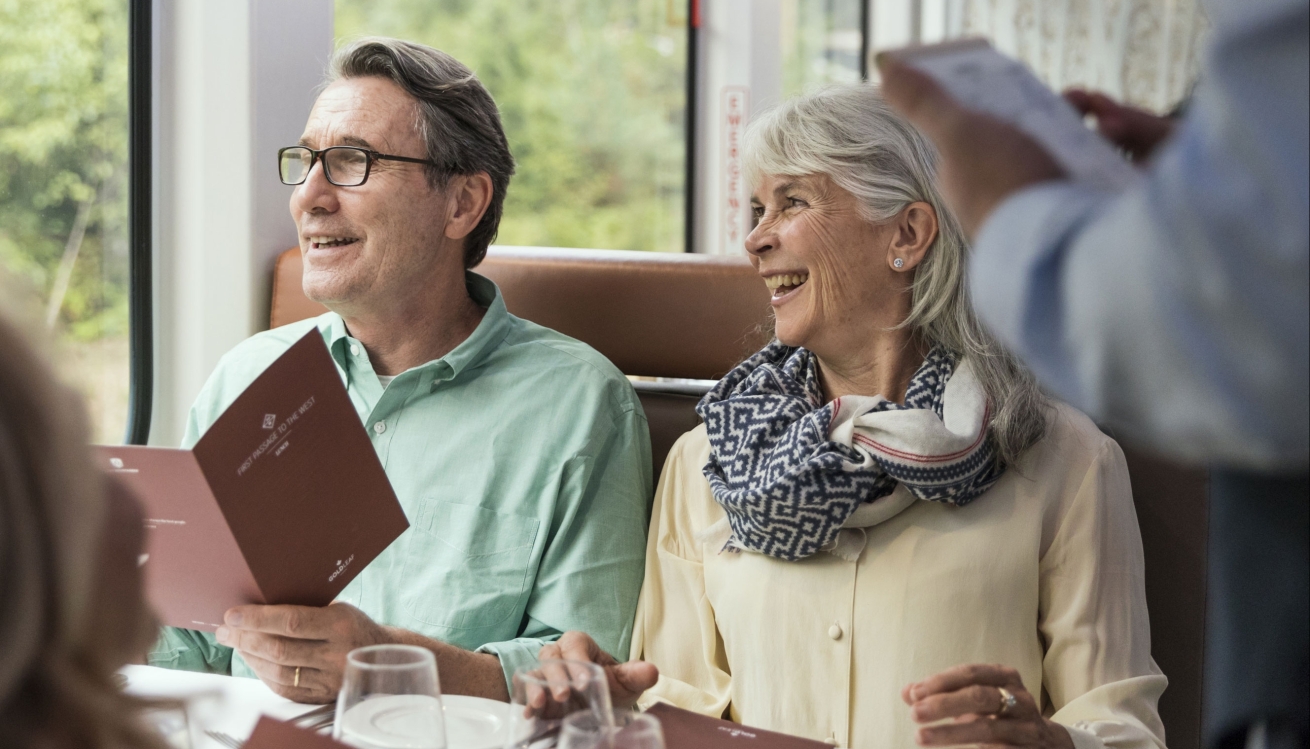 Indulge your senses with gourmet meals and expansive views through a bi-level glass dome coach to the Canadian Rockies.