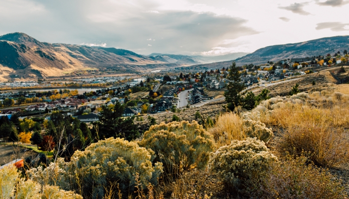 Kamloops landscape of mountains and city
