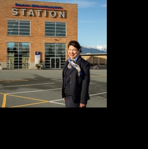Bondi at Rocky Mountaineer's Vancouver train station.